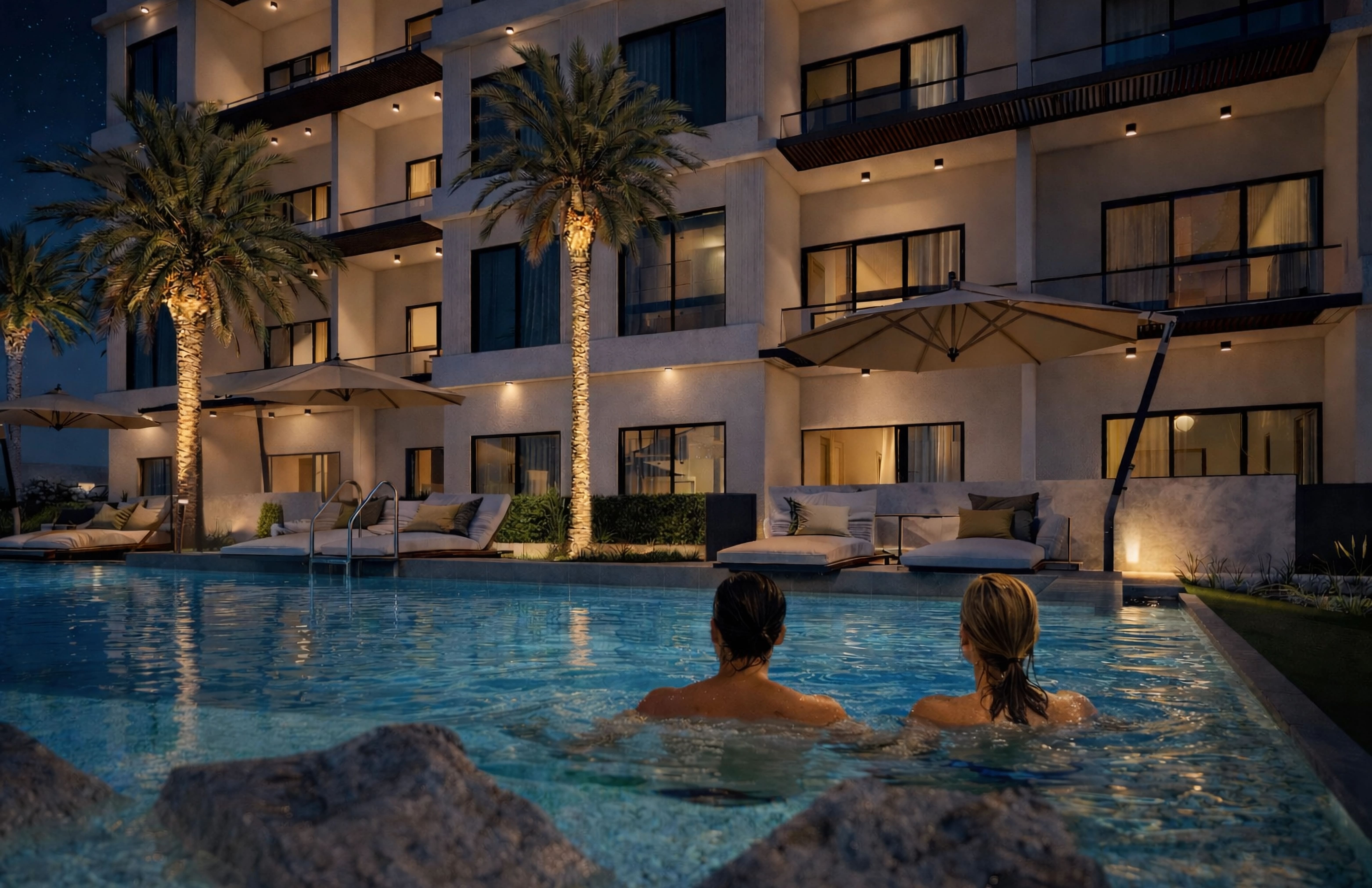 Piscina de Gaya Cana iluminada de noche